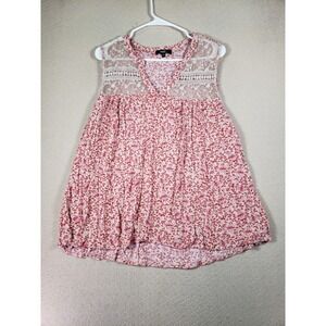 Angels Forever Young Mini Dress Womens 2X Red Pleated Floral Flared Sleeveless